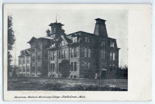 American Medical Missionary College,  Battle Creek,  Michigan,  Postcard C.  1905