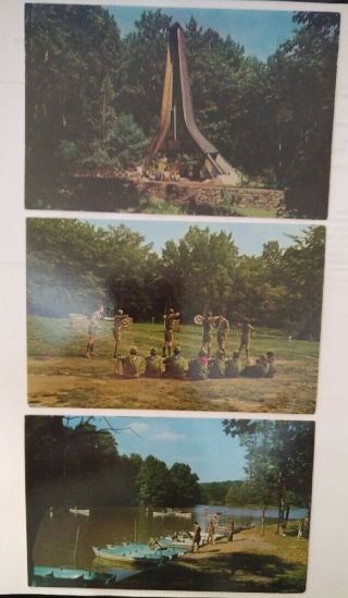 3 Vintage Postcards Featuring Hart Scout Reservation In Marlborough Township,  Pa