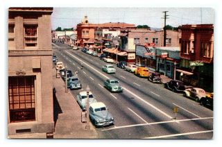 Vintage Postcard Street View Hollister California San Benito County V1