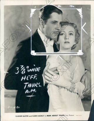 1932 Actors Warner Baxter & Karen Morley In Man About Town Press Photo
