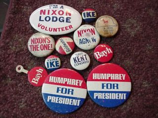 1960 s I ' M A NIXON LODGE VOLUNTEER CELLULOID POLITICAL BUTTON,  XTRAS IKE & MORE 2