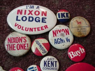 1960 s I ' M A NIXON LODGE VOLUNTEER CELLULOID POLITICAL BUTTON,  XTRAS IKE & MORE 4