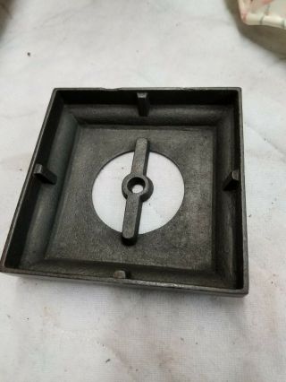 Antique 4 - 3/4 inch square cast Iron Lamp Base 2