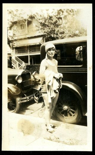 Vintage Photo Flapper Girl In Swimsuit Fashion Outdoors Schwenksville Pa 1928