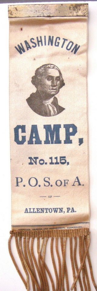 Ribbon - Washington Camp No.  115 P.  O.  S.  Of A.  Allentown,  Pa.