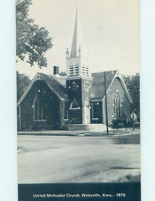 Pre - 1980 Church Scene Waterville - Near Marysville & Manhattan Kansas Ks Ad1636