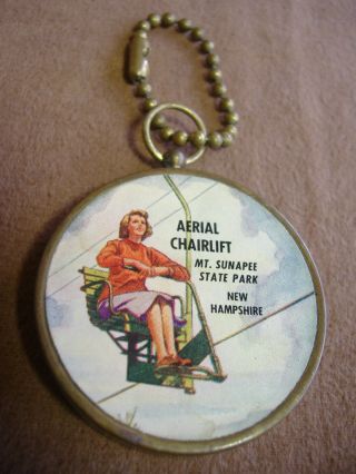 Vintage Compass Advertising Key Chain For Mt.  Sunapee Hampshire
