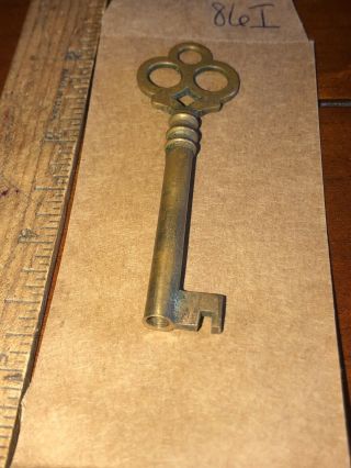 Ornate Old Brass Hollow Barrel Skeleton Key Pretty 2&7/8” Steampunk 86i 3