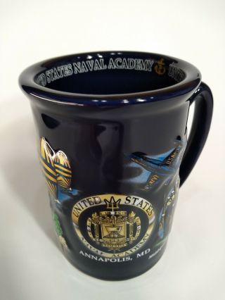 United States Naval Academy Ceramic 5 " Tall 3d Blue Mug Chapel Bancroft Hall
