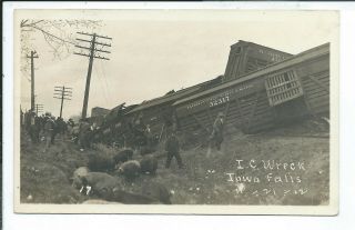 Iowa Falls Ia Iowa Rppc Postcard Illinois Central Train Wreck 4 - 21 - 12