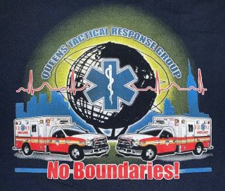 FDNY NYC Fire Department York City T - Shirt Sz L EMS Queens Tactical Response 4