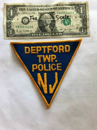 Rare Deptford Jersey Police Patch Un - Sewn Great Shape (blue Back Gold Font)