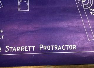 Vintage Starrett Co.  “ Uses For Starrett Protractor” Poster Education Shop Class 2