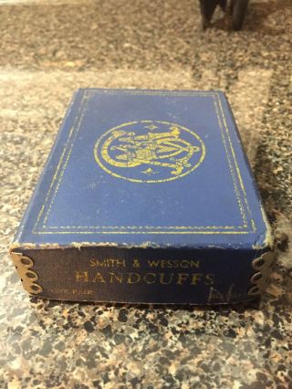 Smith & Wesson Handcuff Antique Gold Print Blued Box