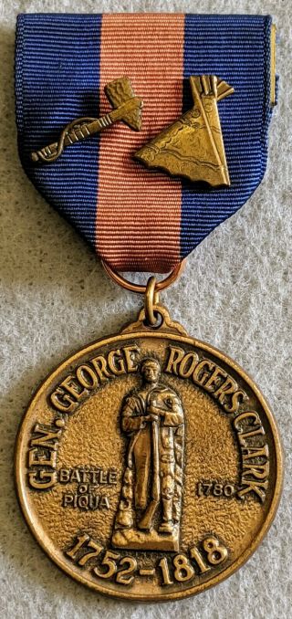 Boy Scout Trail Medal - Gen.  George Rogers Clark 1752 - 1818 - With 2 Pins