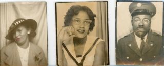 Vintage Photo Snapshots - 3 Black Americana Photo Booth Photos - 2 Women & 1 Man