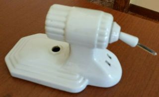 Vintage Porcelain Wall Mount Light Sconce W/outlet & Glass Tip Pull Chain