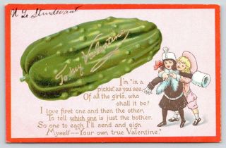 Valentine Rf Outcault Buster Brown " In A Pickle " Mary Jane Big Cucumber Tuck