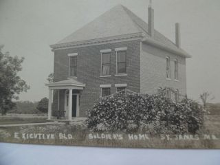 1910s St James Missouri Federal Soldiers Home Real Photo Postcard Executive Bldg 2