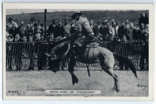 " Keith Avery On Stemwinder " Bronc Cowboy,  Rodeo,  Lowell,  Michigan,  Postcard