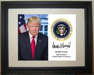 Donald Trump Presidential Seal Usa Portrait Autograph Framed Photo Picture