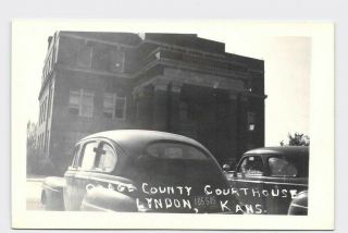 Rppc Real Photo Postcard Kansas Lyndon Osage County Court House Missouri 1948 Ta