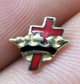 Vintage 10k Yellow Gold Knight Templar Lapel Pin Crown And Cross