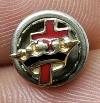 Vintage 10k Yellow Gold Knight Templar Lapel Pin Crown And Cross 3