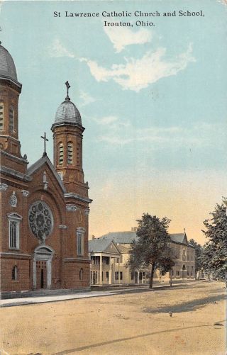 E23/ Ironton Lawrence County Ohio Postcard C1910 St Lawrence Catholic Church