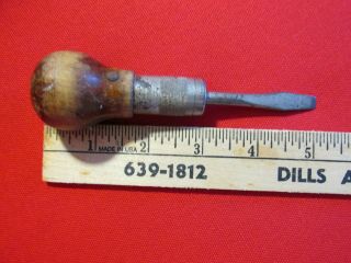 Millers Falls Co. ,  Mass - Wooden Handle Ratcheting No.  63 Screwdriver 5 " Made Usa