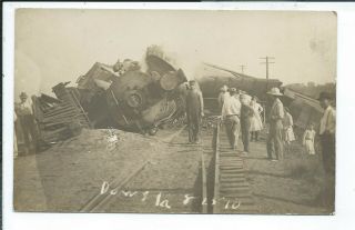 Dows Ia Iowa Rppc Postcard Train Wreck 8 - 25 - 10