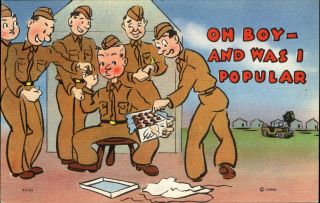 Wwii Comic Us Army Soldier Receives Candy From Home Boy Was I Popular 1940s