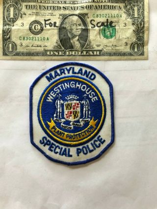 Rare Westinghouse Special Police Patch Maryland Un - Sewn Shape
