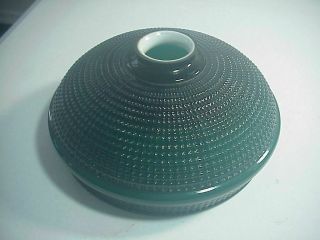 Antique Emeralite Green Case Glass Helmet Lamp Shade With Basket Weave Design