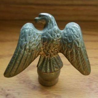 Vintage Cast Metal (possibly Brass) Eagle Finial On Orb About 2 - 1/2 "
