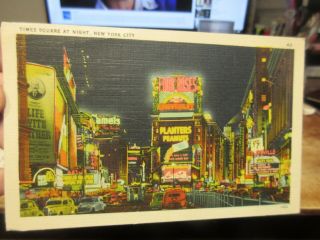 Vintage Old Postcard York City Times Square Planters Peanuts Vaudeville Loew
