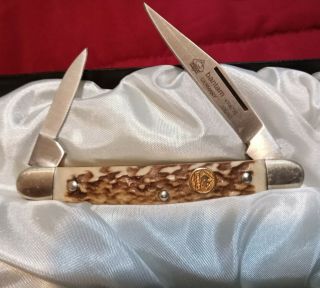 Vintage Puma Bantam 2 Blade Folding Pocket Knife Stag Handle 410673 S