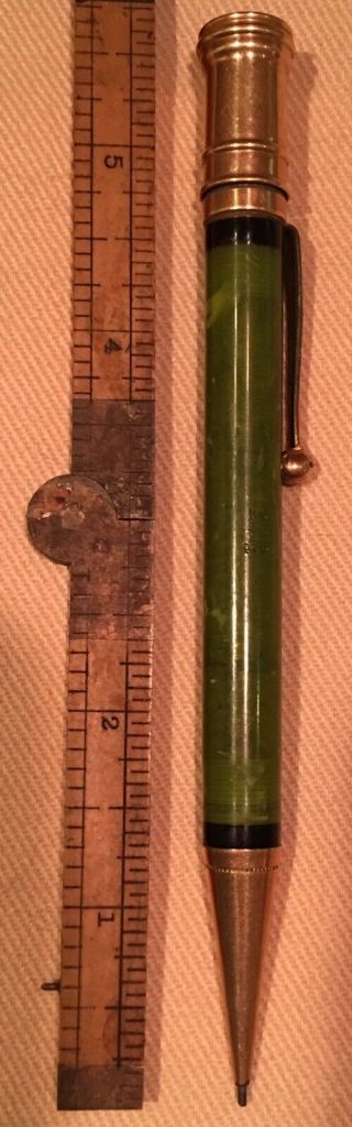 5 1/2” Parker Duofold Mechanical Pencil Jade Green Marbled Pat.  Sept.  5,  1916 Ex 2