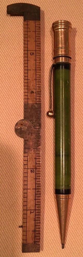 5 1/2” Parker Duofold Mechanical Pencil Jade Green Marbled Pat.  Sept.  5,  1916 Ex 3