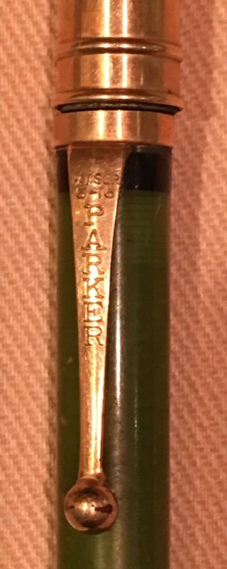 5 1/2” Parker Duofold Mechanical Pencil Jade Green Marbled Pat.  Sept.  5,  1916 Ex 4