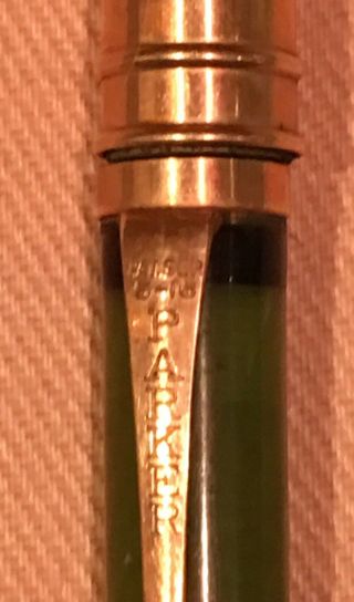 5 1/2” Parker Duofold Mechanical Pencil Jade Green Marbled Pat.  Sept.  5,  1916 Ex 6