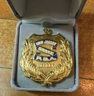 Jersey State Pba Member Pendant Gold Plate And Enamel Rare