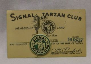 Vintage Tarzan Signal Club And Membership Card Pin Pinback