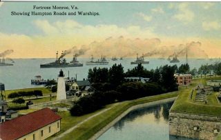 Usn Warships Hampton Roads Off Fortress Monroe Va Virginia