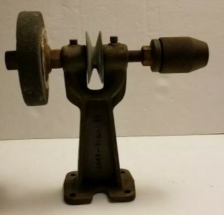 Vintage Bench Mount Grinding Wheel With Drill Chuck