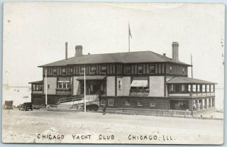 1909 Chicago,  Illinois Rppc Photo Postcard Chicago Yacht Club Building View