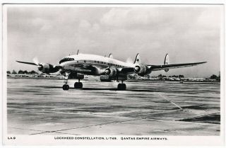 Postcard Qantas Empire Airways Airport Airline Lockheed Constellation Aviation