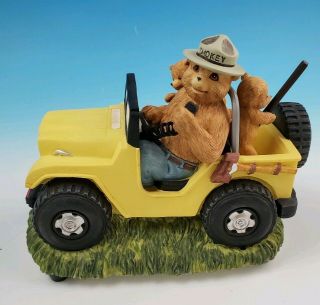 Lefton Smokey Bear Jeep Music Box Figurine Plays " Take Me Home Country Road "