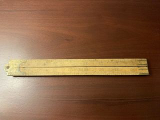 Vintage Wood & Brass 36 " Folding Ruler Made In England Warranted Best Box