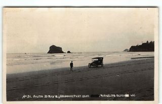 1922 Moclips Shoreline W Autos Rppc Photo Postcard Western Wa Washington